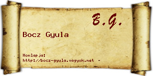 Bocz Gyula névjegykártya